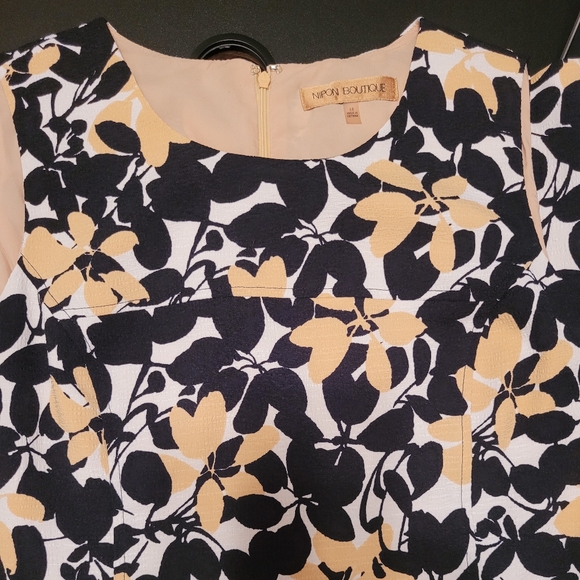Nipon Boutique Black/Yellow Floral Sleeveless Sheath Dress, Sz 14 EUC - Picture 5 of 6